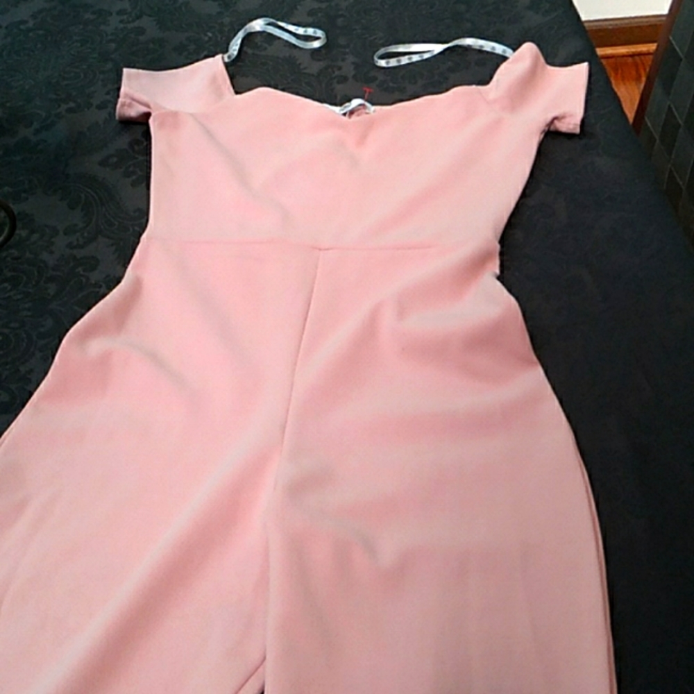 Misguided Pink Blush Bardot Unitard Jumpsuit with short sleeves NWT size 0